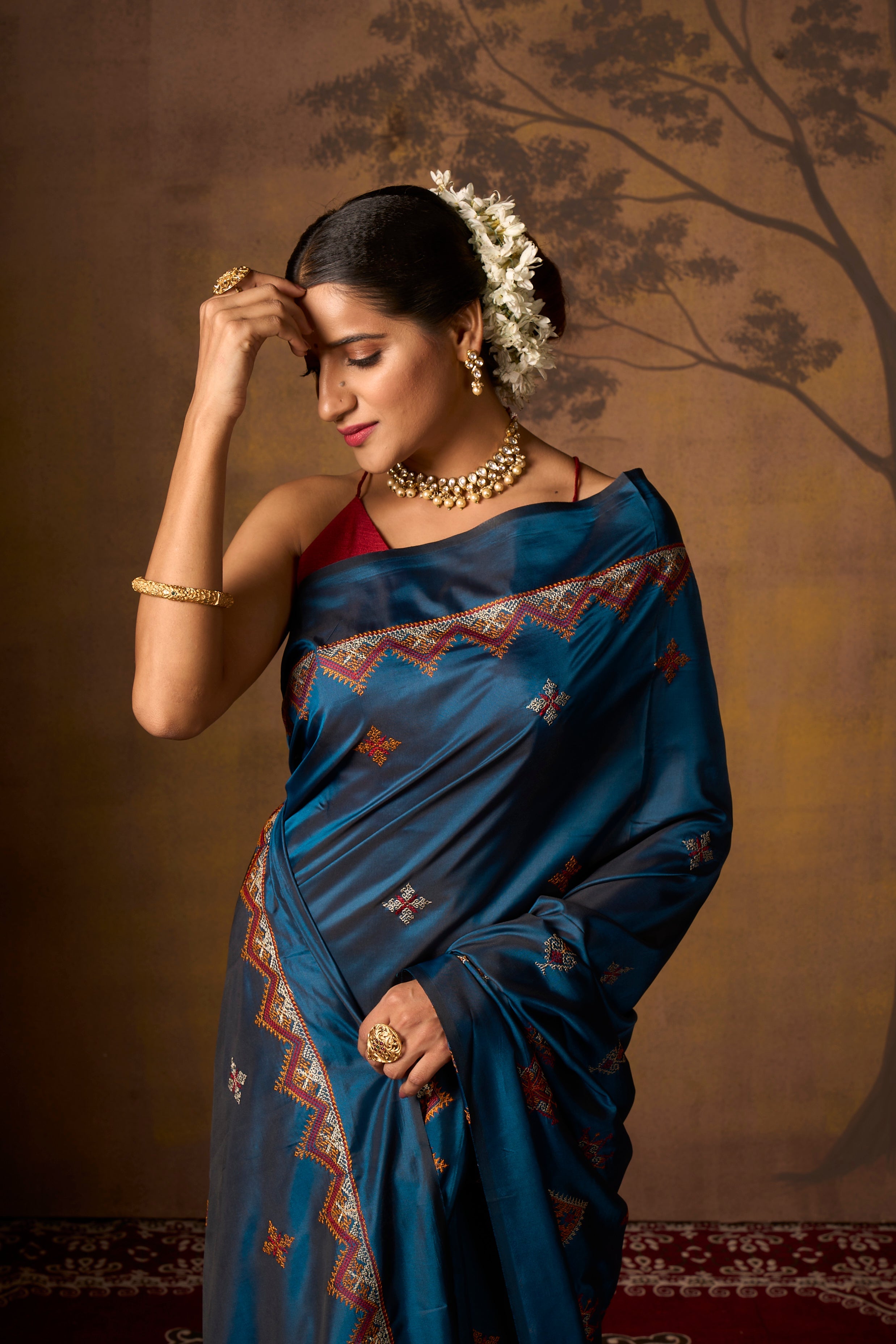 Buy Cobalt Blue Banarasi Saree Nitaraa