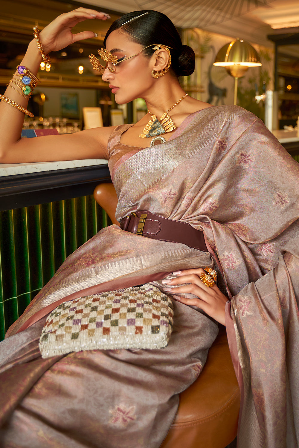 Buy Fawn Beige Banarasi Saree Nitaraa