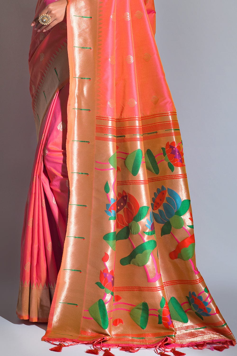 Buy Bright Magenta Pink Satin Silk Saree Nitaraa