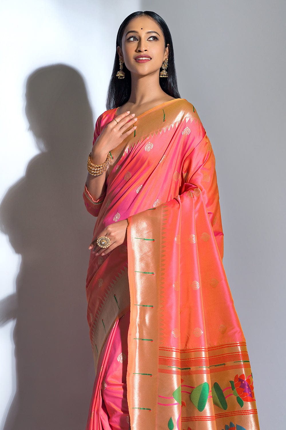 Buy Magenta Pink Satin Silk Saree Nitaraa