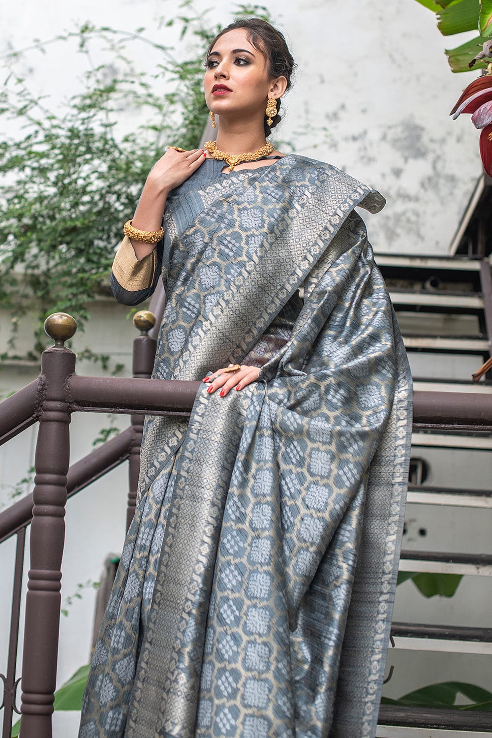 Buy Candy Red Satin Silk Saree Nitaraa