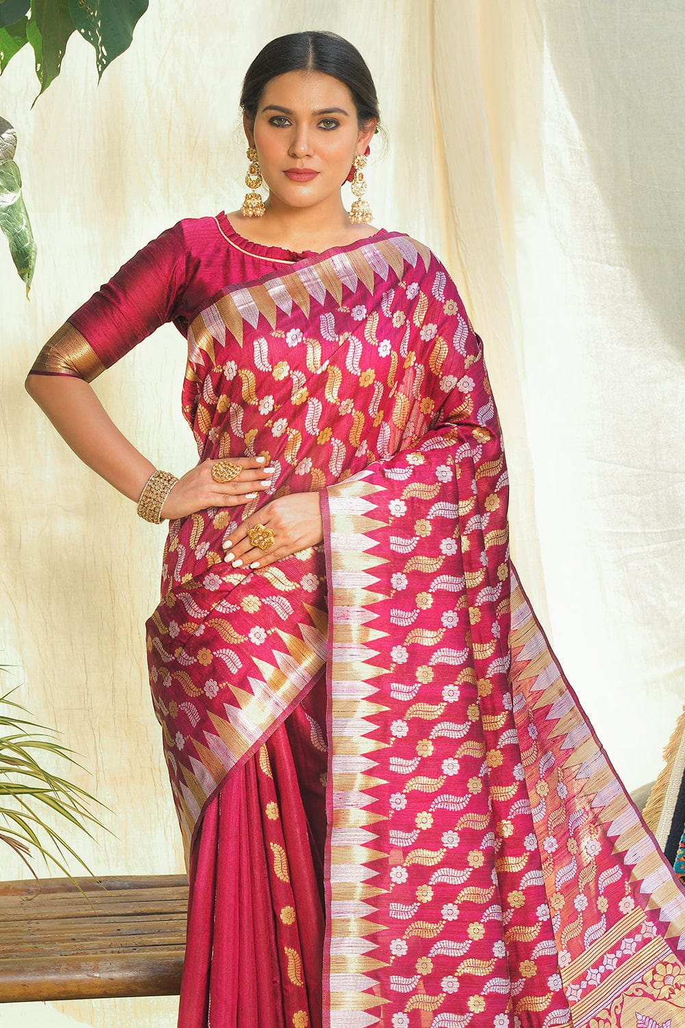 Buy Brick Pink Kanjivaram Saree Nitaraa